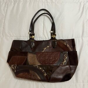 Coach (RARE) Patchwork Leather Tote Bag - Brown